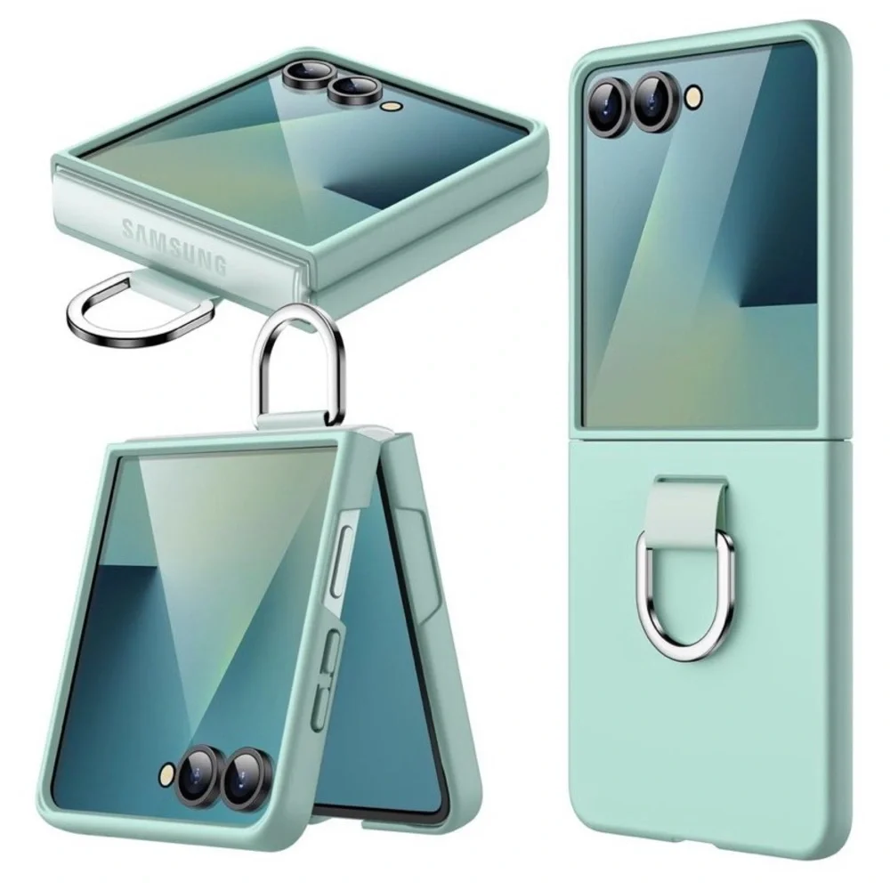 Samsung Galaxy Z Flip 7 Light Green Case with Ring Stand. New.